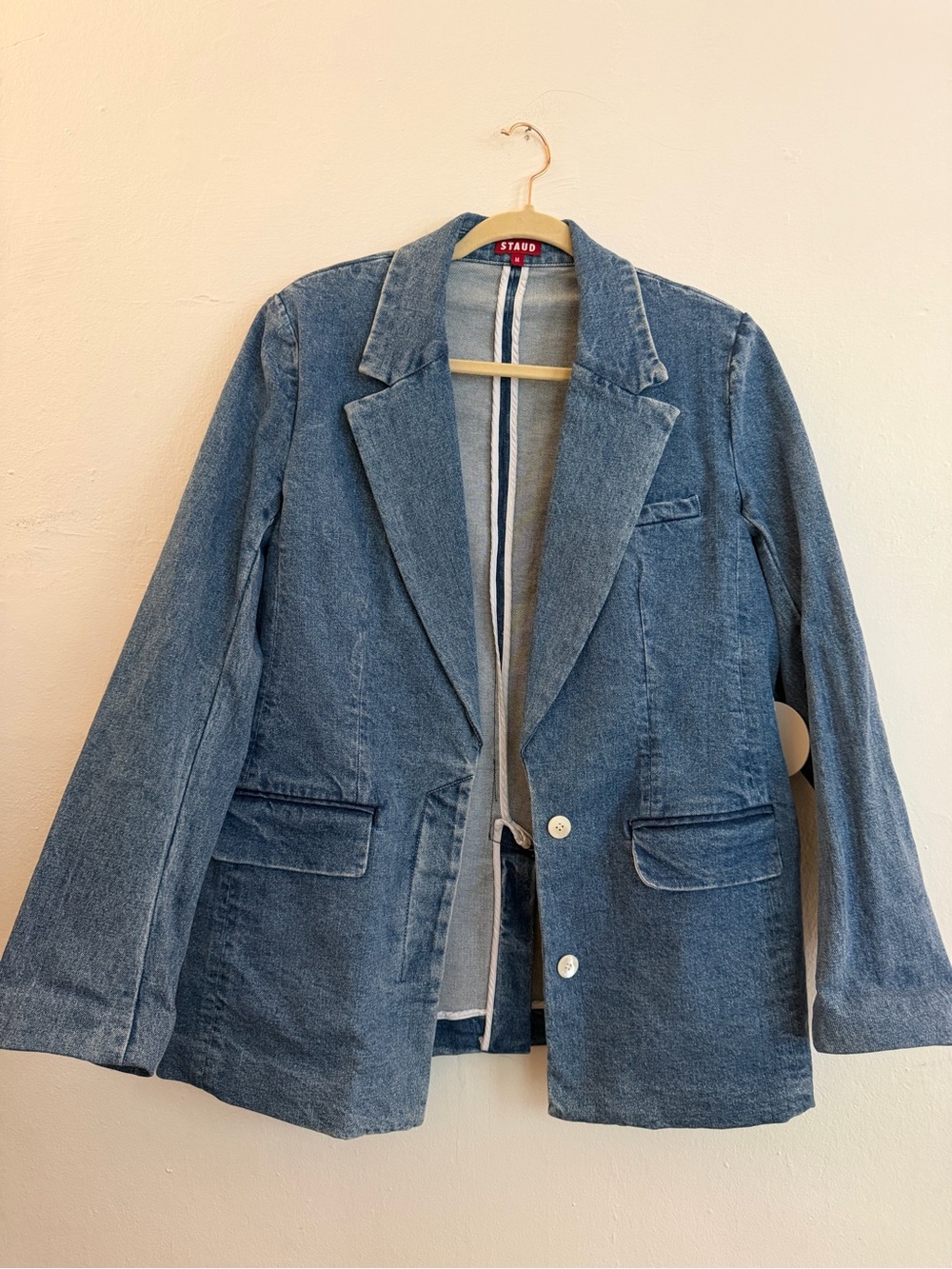 STAUD Denim Blazer Jacket size medium NWT